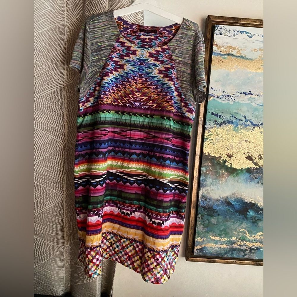 Custo Barcelona vintage mini dress Sz 4 Multicolored y2k different print Lined